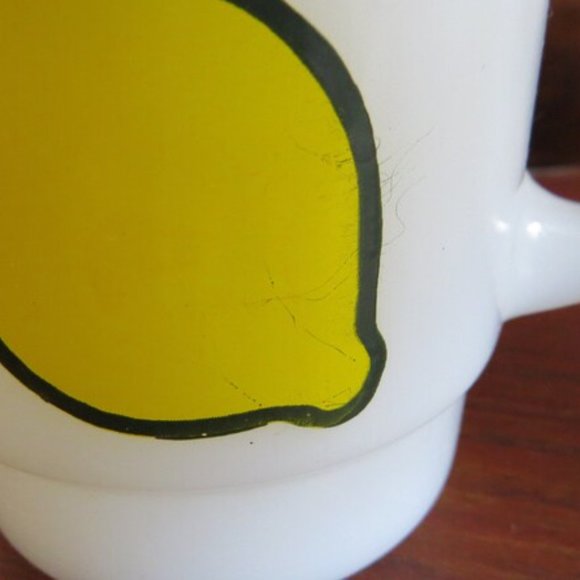 Super Rare complete set of 1970s SUPER FRUIT Fire King/Anchor Hocking mugs - Picture 7 of 7